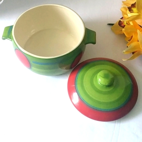 GAIL PITTMAN VINTAGE SIGNED CERAMIC STOCK POT RETRO RED DOT SERIES POTTERY - Picture 4 of 9